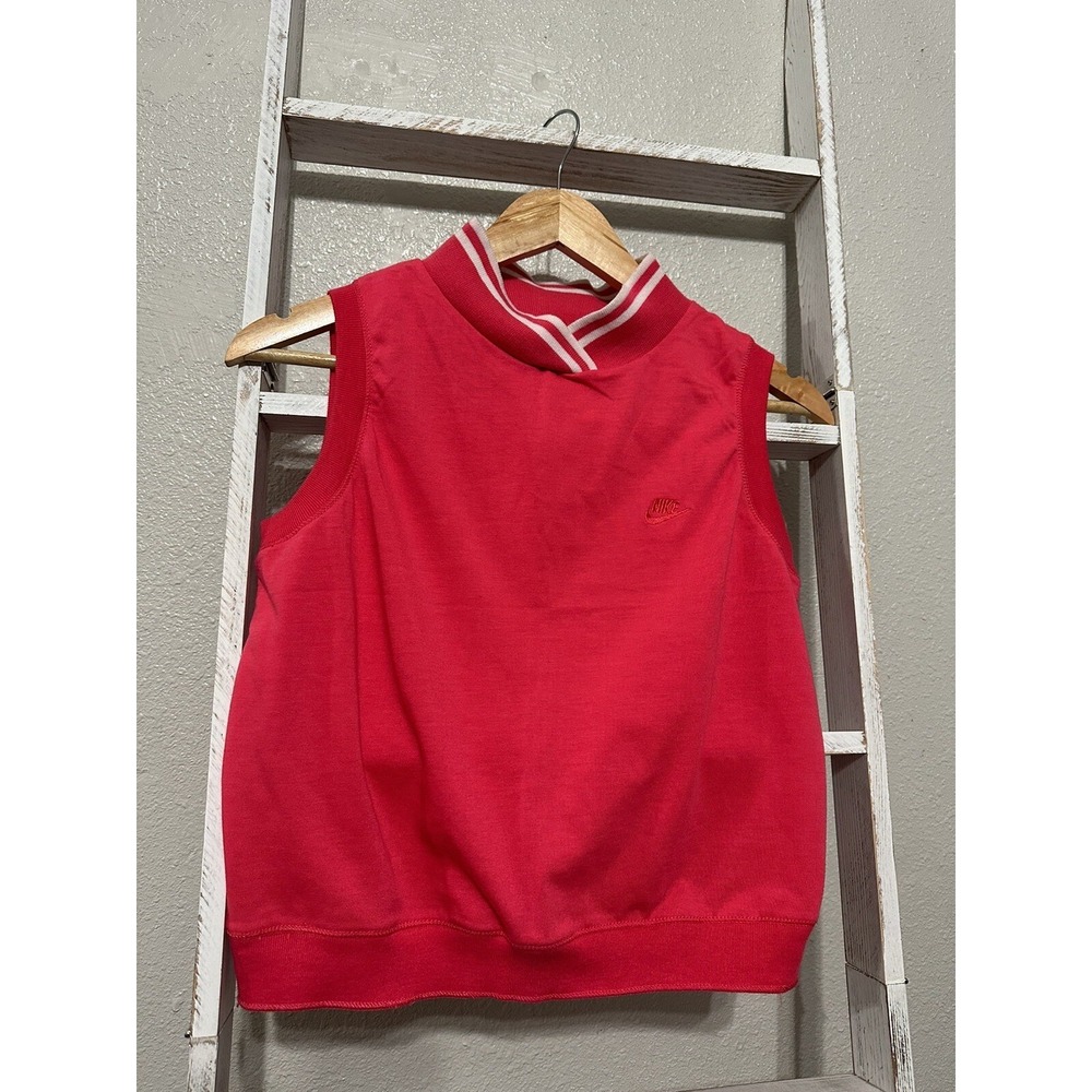 VTG Nike Pink Coral Medium Sleeveless Tennis Sportswear Workout Tank Embroidered